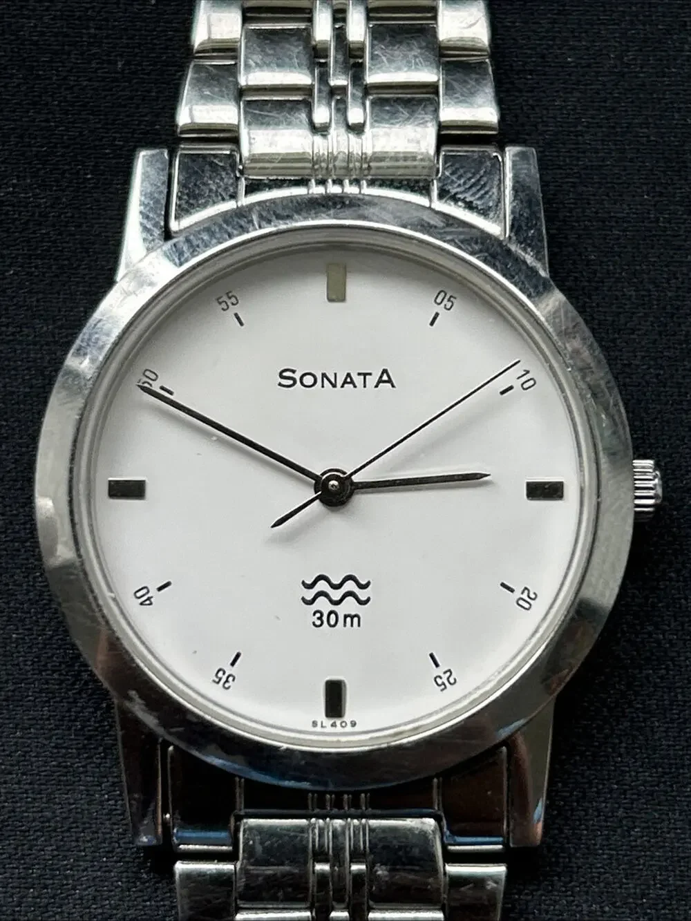 Sonata Silver Tone Case And Band White Dial Women’s Quartz Watch